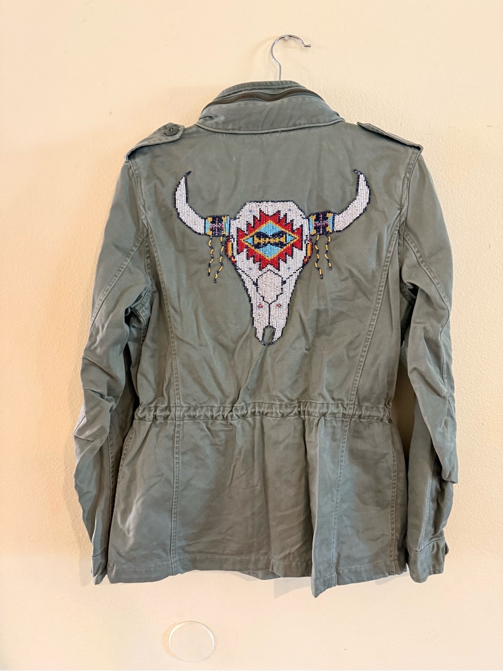 Denim & Supply Ralph Lauren Olive Utility Jacket with Embroidered Beaded size L - Picture 2 of 6